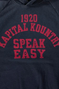 Tees And Sweats<Kapital SWT Knit Raglan Hoodie (SPEAKEASY College) - Navy