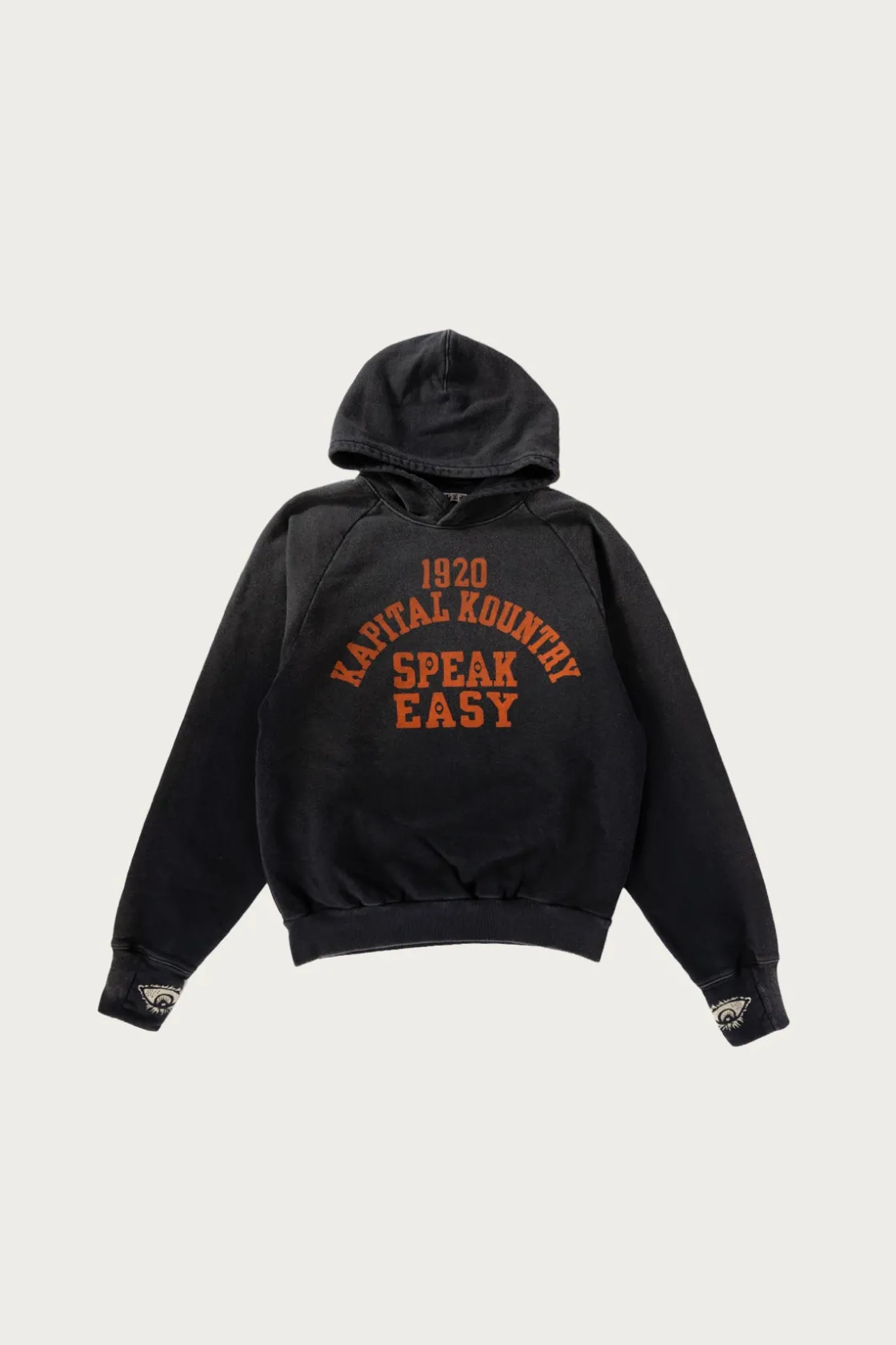 Tees And Sweats<Kapital SWT Knit Raglan Hoodie (SPEAKEASY College) - Black