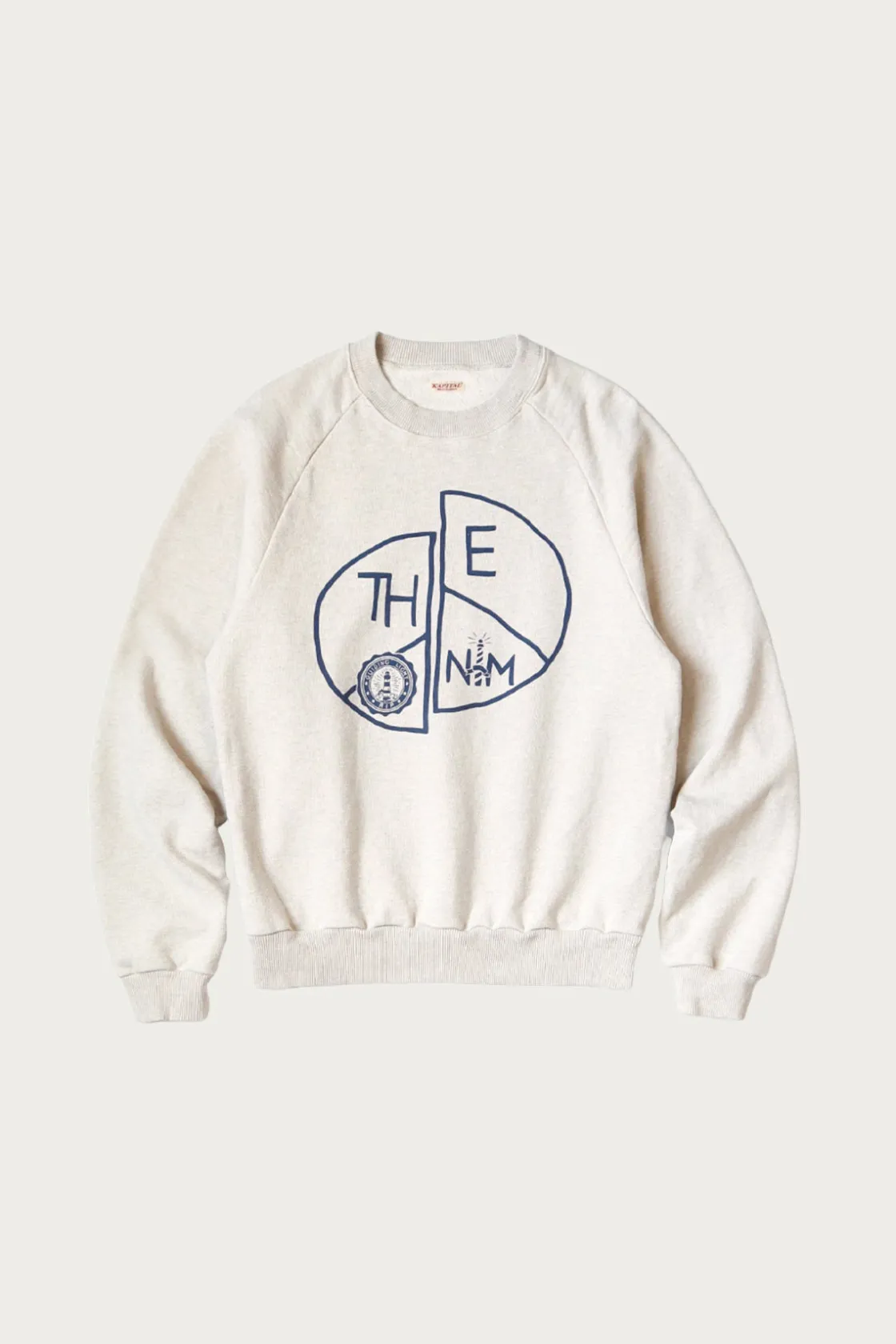 Sweaters<Kapital TOP SWT Knit Raglan Crew SWT (TH.D.D.PEACE) - Natural