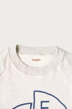 Sweaters<Kapital TOP SWT Knit Raglan Crew SWT (TH.D.D.PEACE) - Natural