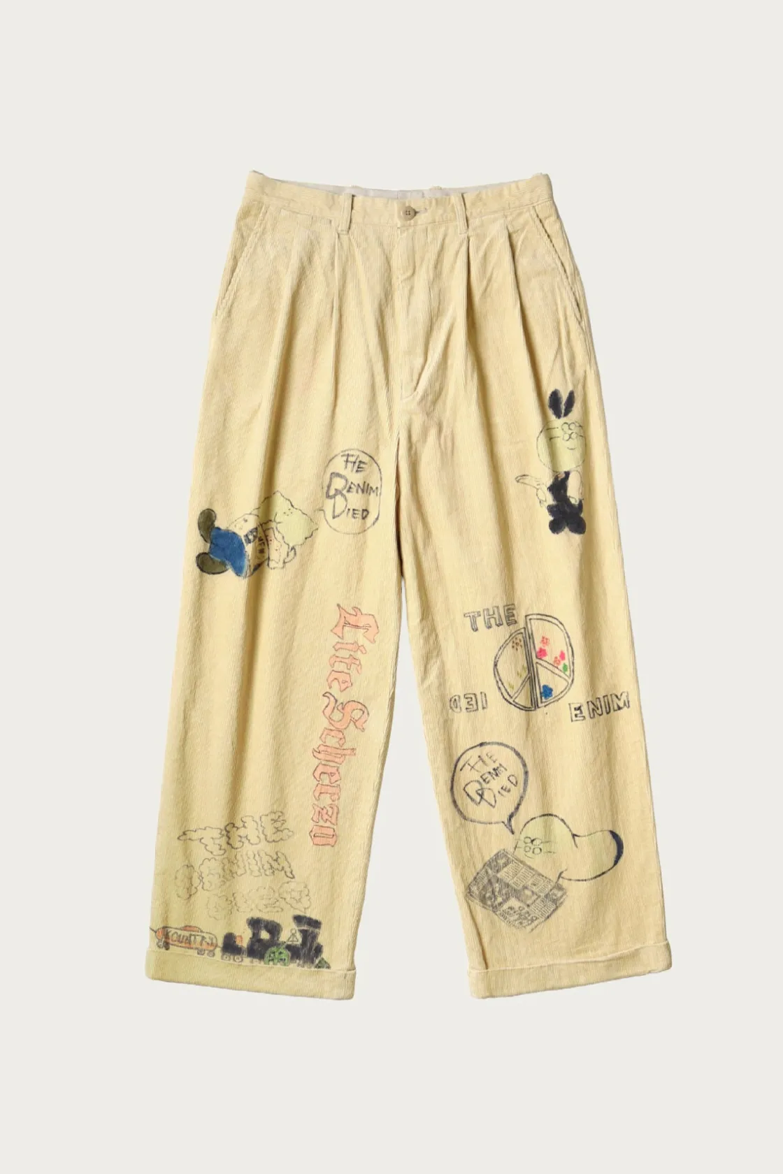 Pants<Kapital 14W Corduroy IVY Pants (Memorial Paint Model) - Light Yellow