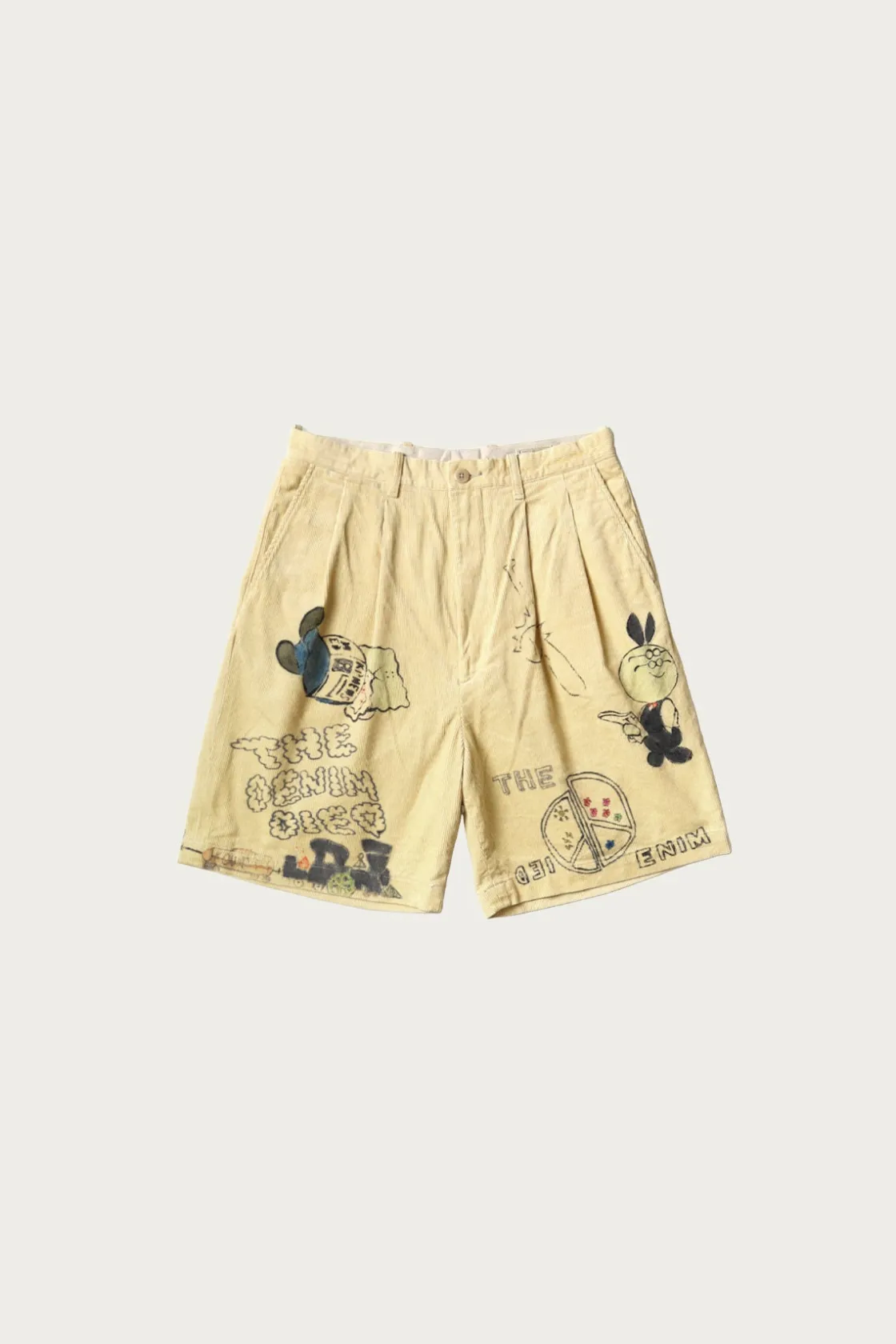 Shorts<Kapital 14W Corduroy IVY Short Pants (Memorial Paint Model) - Light Yellow