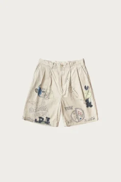 Shorts<Kapital 14W Corduroy IVY Short Pants (Memorial Paint Model) - Beige