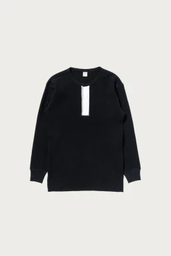 Tees And Sweats<The Real McCoys Waffle Thermal Henley Undershirt L/S - Black