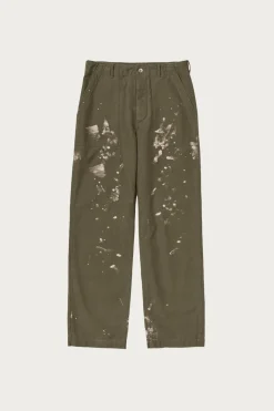 Pants<Auralee Washed Baggy Satin Bleached Baker Pants - Khaki Brown