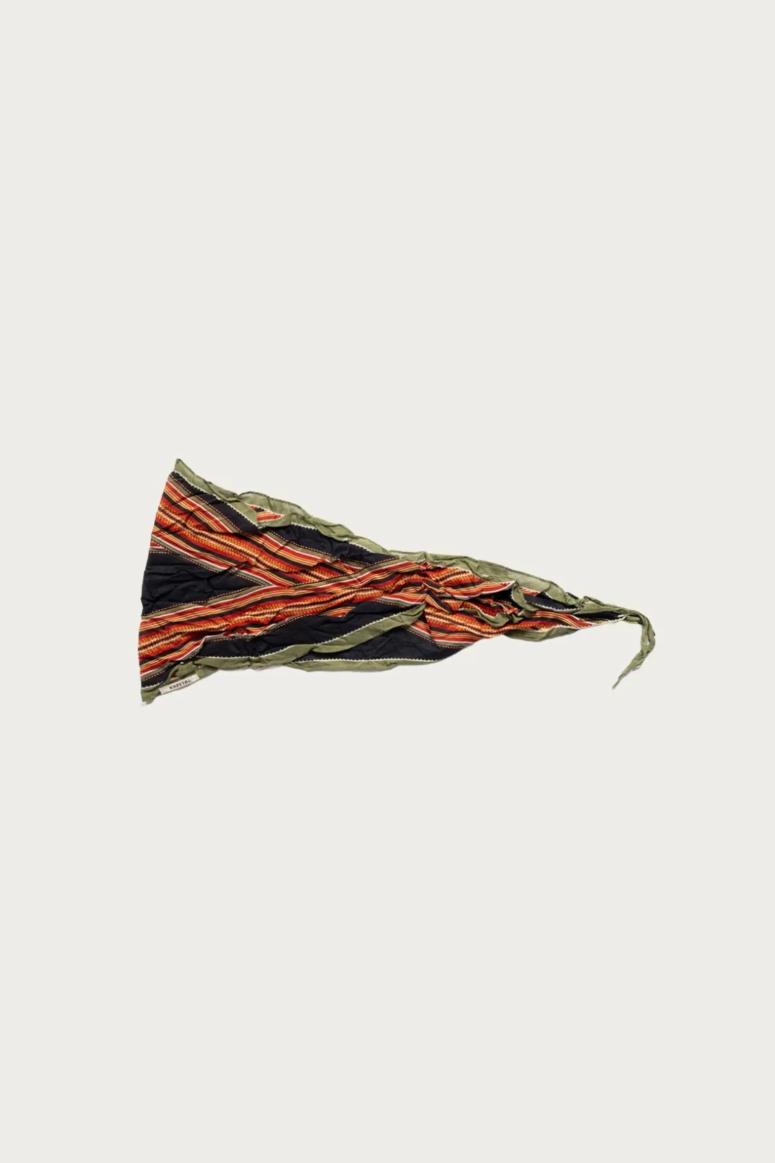 Accessories<Kapital WASHER Crinkle Silk Neckerchief (PECOS Stripe) - Black