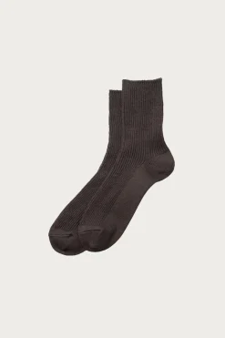 Accessories<Rototo Washi/Recycled Cotton Rib Crew Socks - Dark Grey