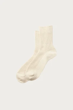 Accessories<Rototo Washi/Recycled Cotton Rib Crew Socks - Raw