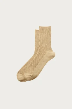 Accessories<Rototo Washi/Recycled Cotton Rib Crew Socks - Beige