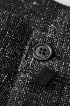 Pants<CONFECT Wool Cotton Linen Melange Tweed Trousers - Black