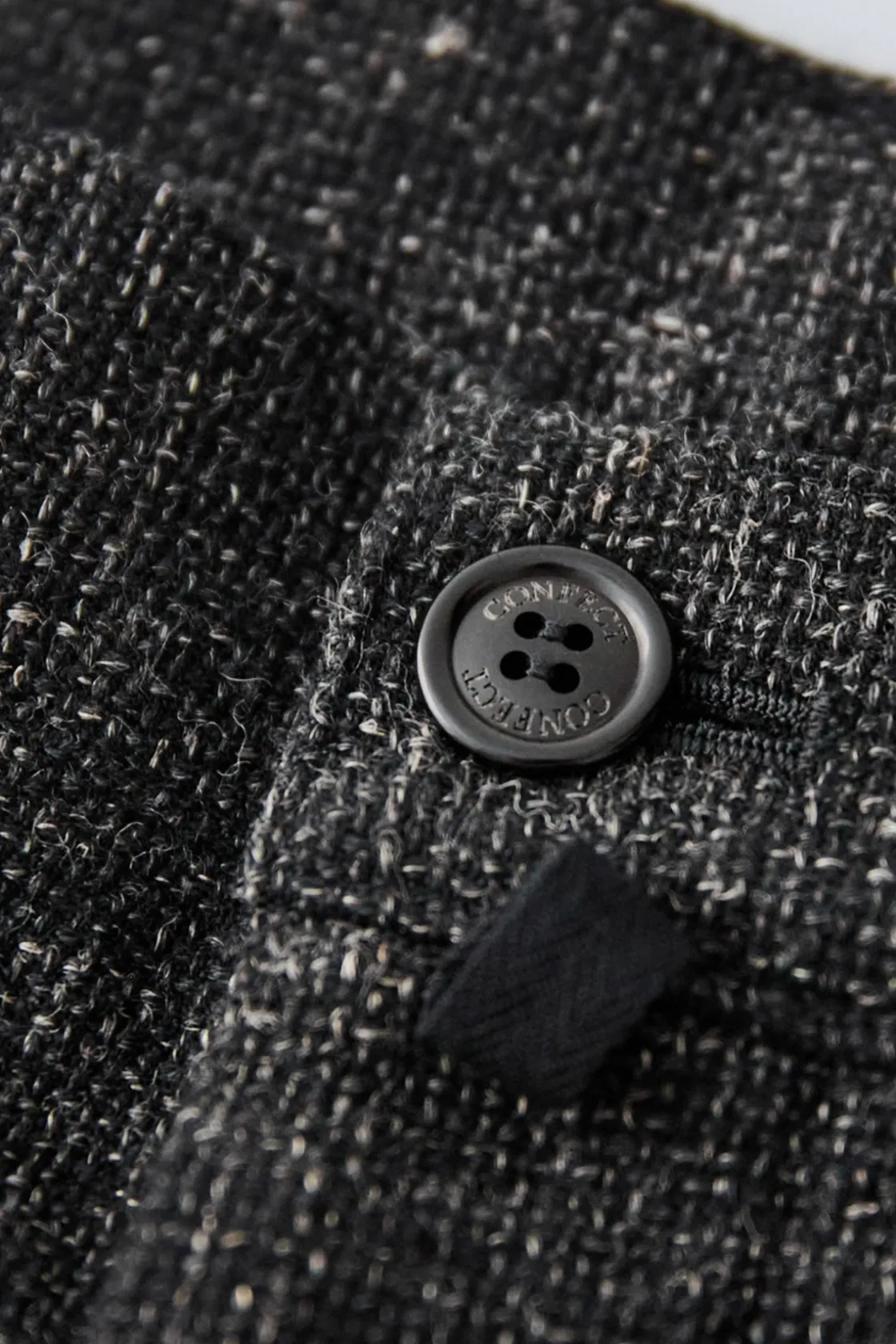 Pants<CONFECT Wool Cotton Linen Melange Tweed Trousers - Black