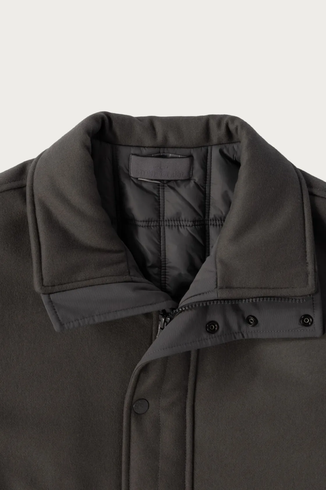 Coats, Jackets, And Vests<Stone Island Wool Nylon Flannel Ghost Jacket - Grey